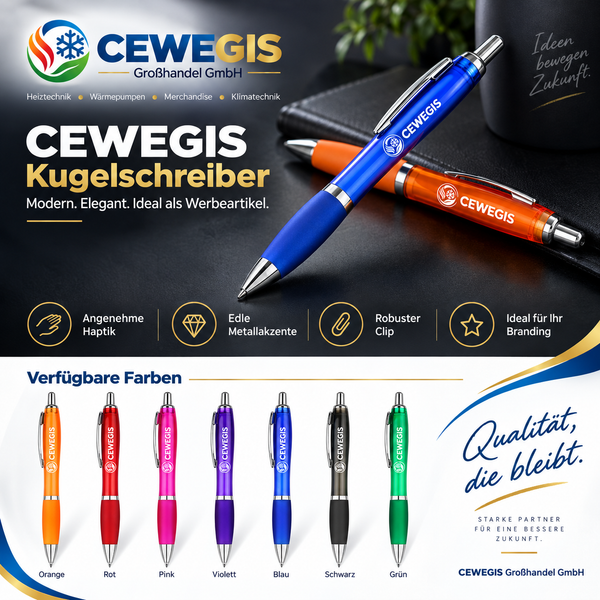Kunststoff-Werbekugelschreiber 1,0 mm – individuell mit Logo