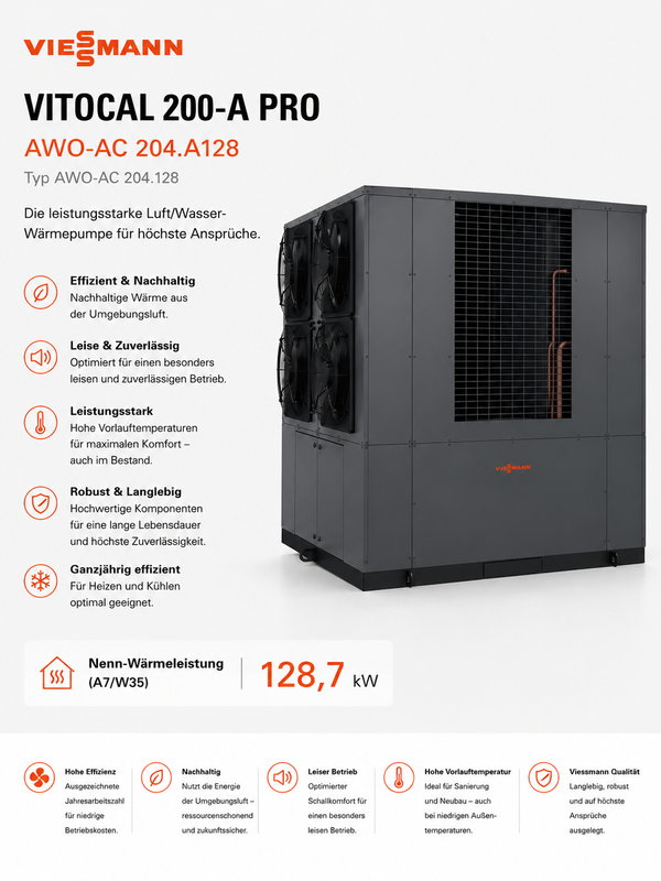 Viessmann Vitocal 200-A Pro AWO-AC 204.A128 – Luft/Wasser-Wärmepumpen-Kaskade 128,7 kW