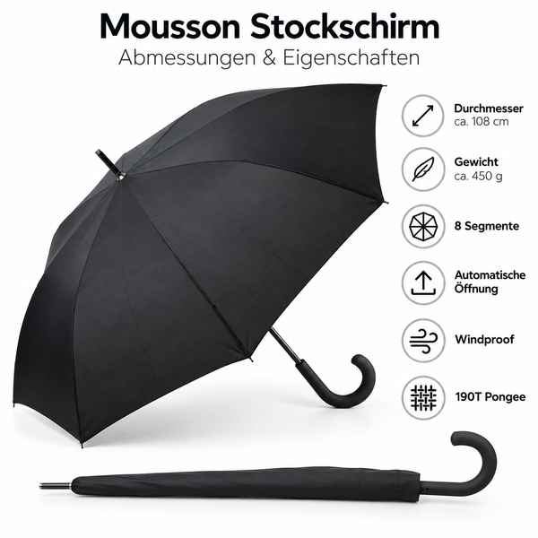 Premium Regenschirm Mousson – Automatik, windfest & individuell bedruckbar