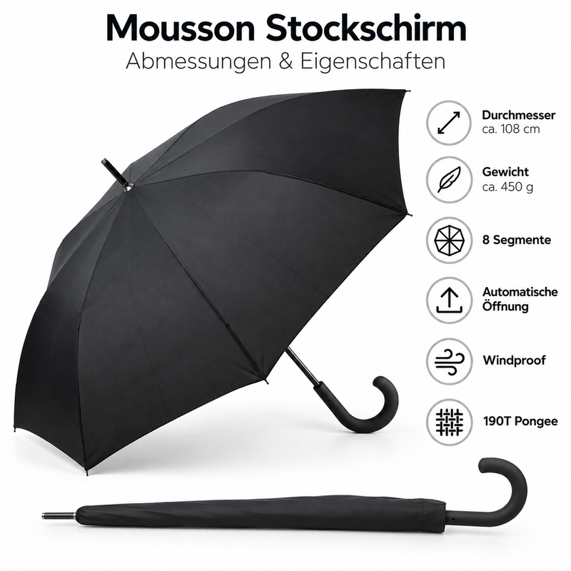 Premium Regenschirm Mousson – Automatik, windfest & individuell bedruckbar