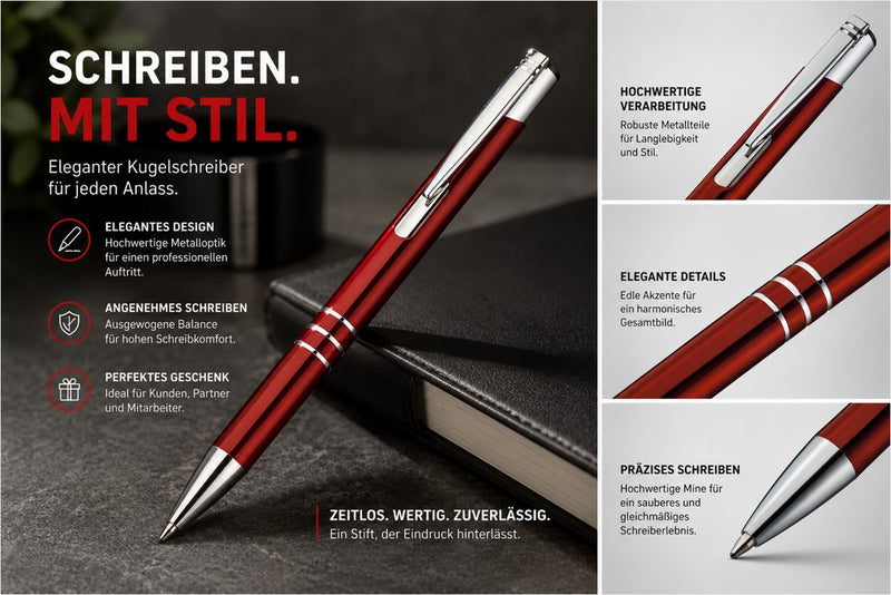 Kugelschreiber Metall 3 Zierringen
