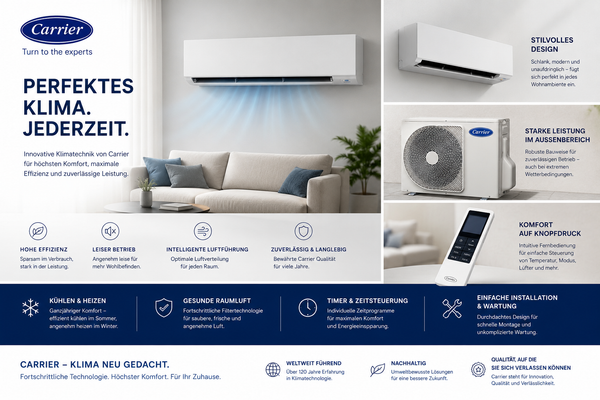 Carrier Split-Klimaanlage 40/38WHH025 2,5kW R32 A+++ Weiß BAFA-förderfähig NEU