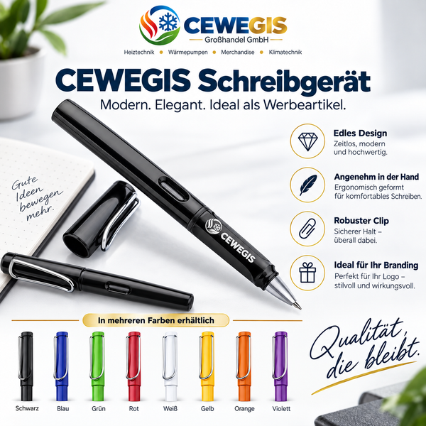 Werbekugelschreiber mit Metallclip – individuell mit Logo bedruckbar
