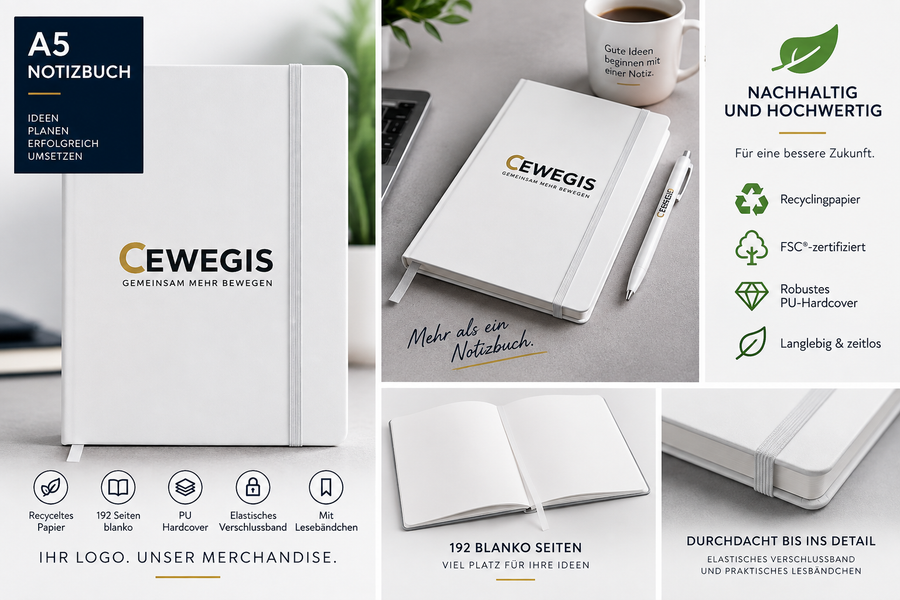 A5 Notizbuch Arconot Plain – personalisierbar mit Firmenlogo