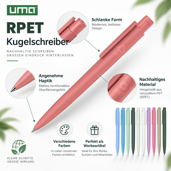 uma Recycled PET Pen Pro F Ocean – Kugelschreiber Dunkelrosa (nachhaltig, individuell bedruckbar)